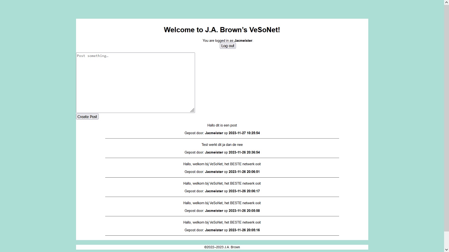 The first prototype of VeSoNet, my new social network.